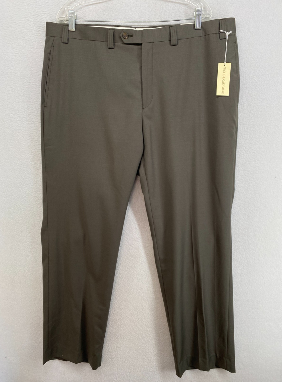 LAUREN RALPH LAUREN Pants Mens 40x30 Wool Cashmere Tapered Trouser Olive NEW